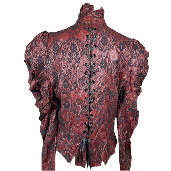 XL Vintage lip service vice Victorian Jacket Cyberpunk Goth Vampire Snake Print - Picture 3 of 5